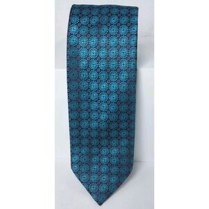 Stafford Mens Necktie Teal Purple Geometric Polyester Tie 3.5"x59"